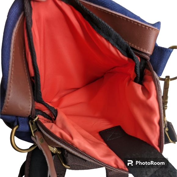 ANVÄNDA A Great Freakin Bag Blue Canvas Vegan Leather Padding Multi Purpose Use - Picture 4 of 16